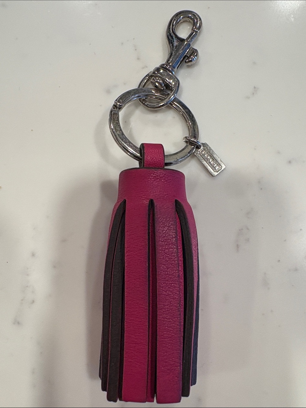 Coach Pink Leather Tassel Keychain